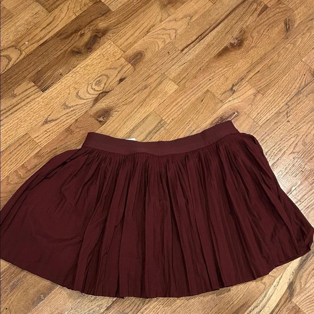 Burgundy Pleated Skirt
